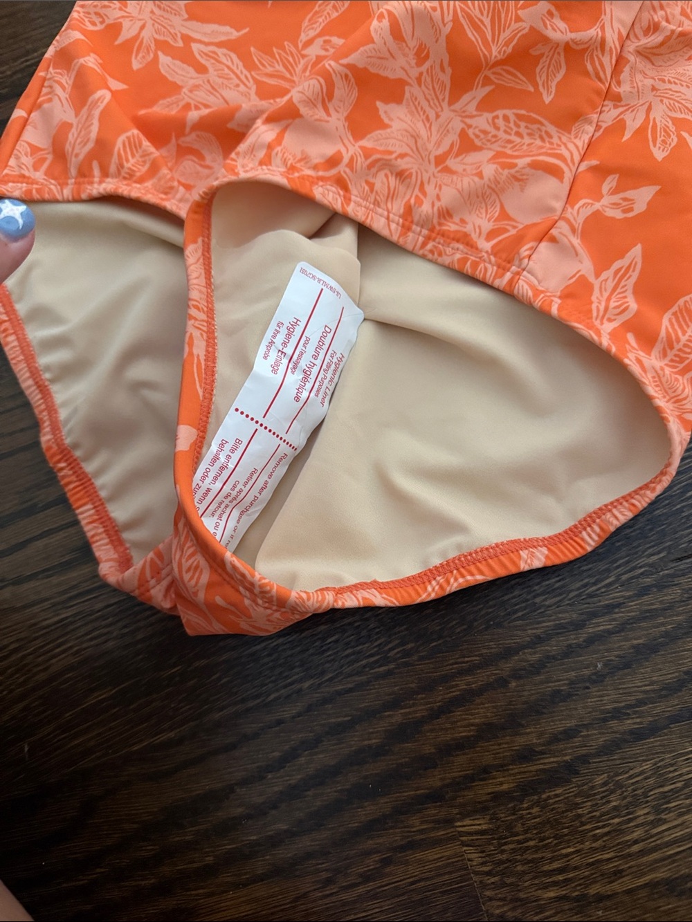 High-Waist Floral Bikini Bottoms - Orange and Cream - Picture 2 of 3